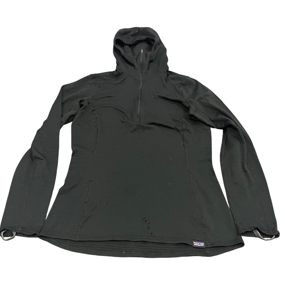 Patagonia Capilene Thermal Weight Hoodie Womens XS Black Polartec Baselayer